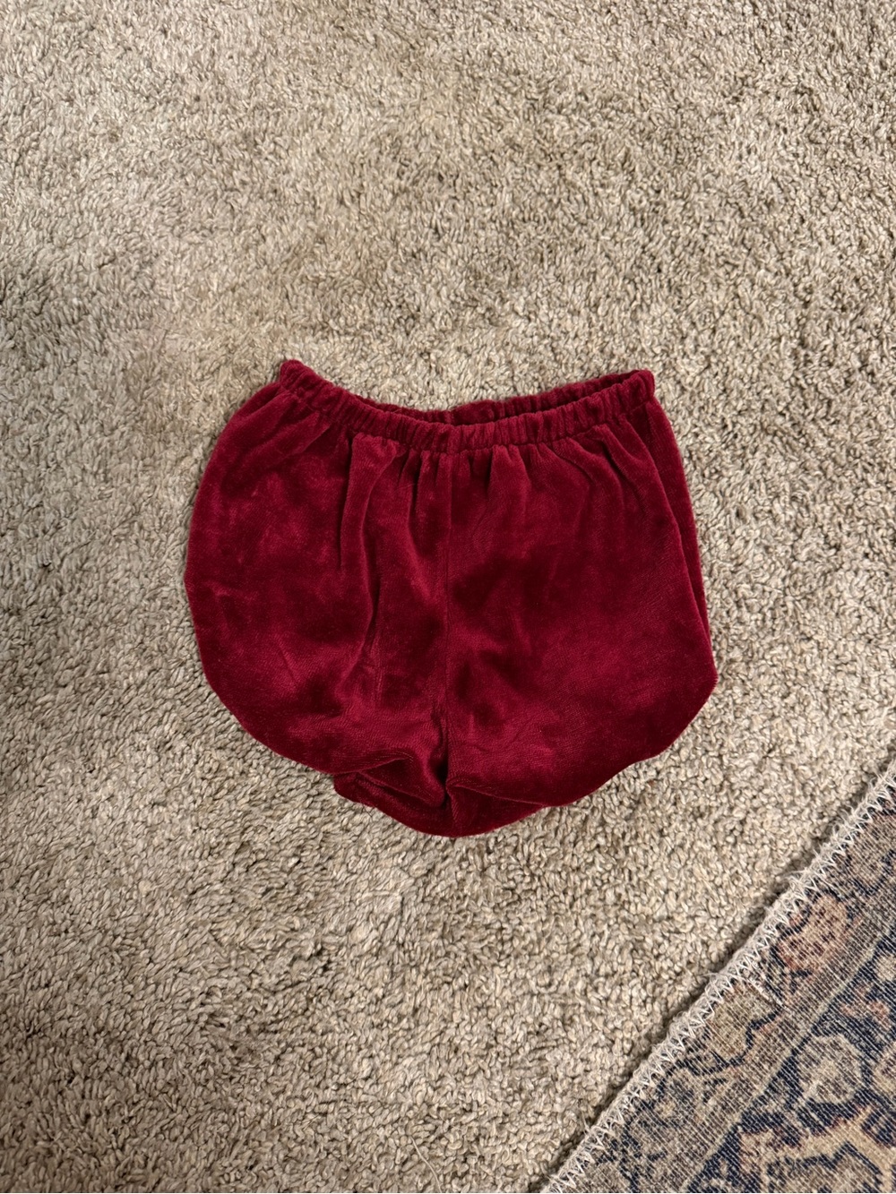 Children's Velvet Bloom Shorts in Burgundy
